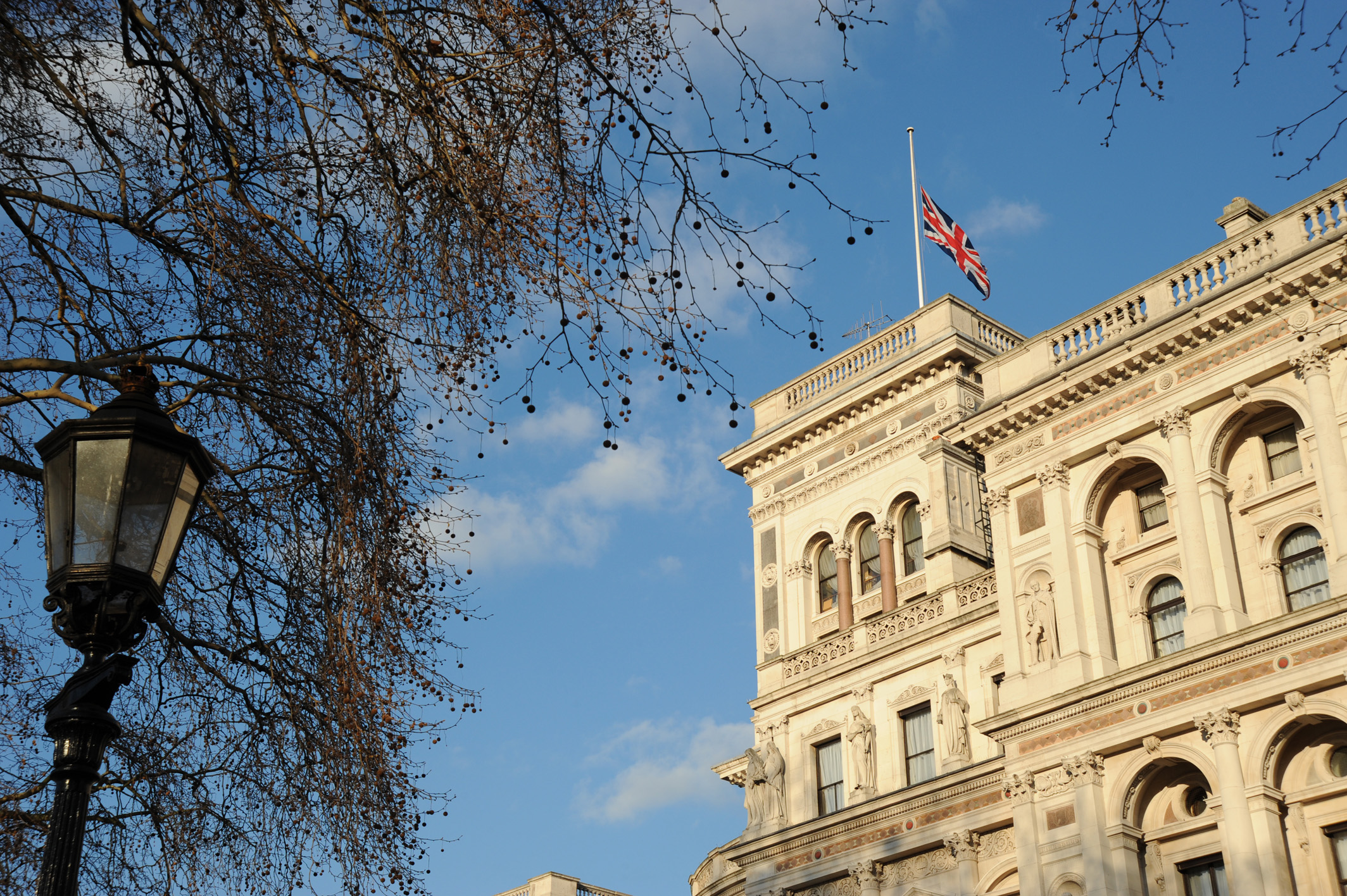 Union Jack flying over the UK Foreign, Commonwealth and Development Office