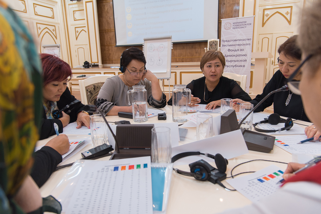 women in a workshop in Kyrgyzstan