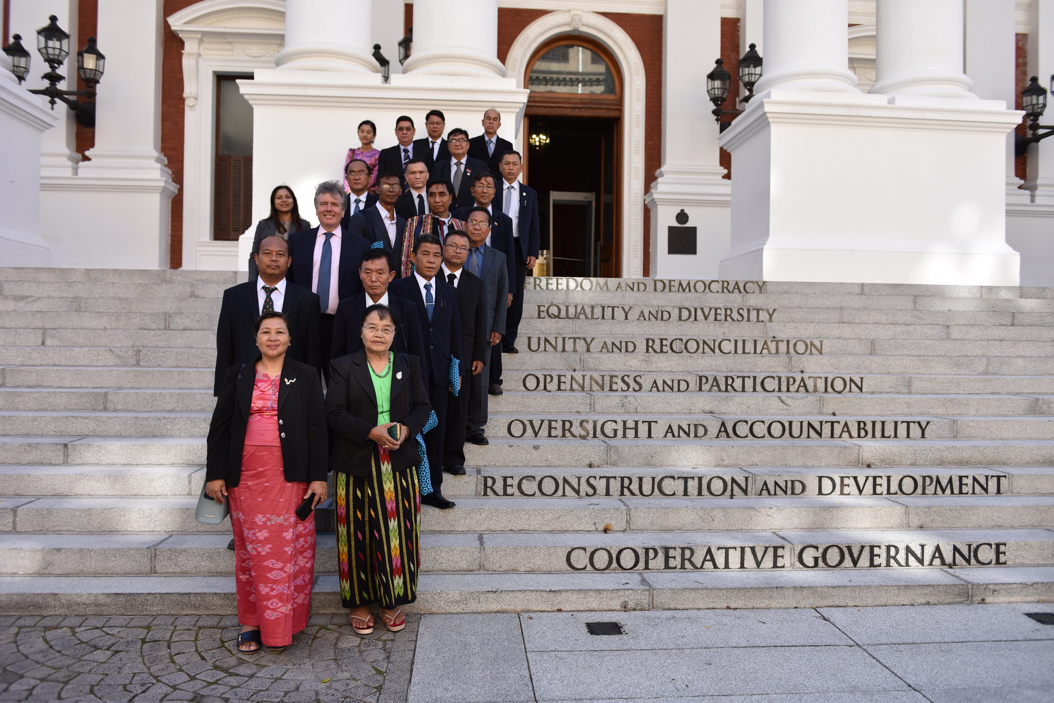 Burmese MPs on the steps of South Africa's parliament