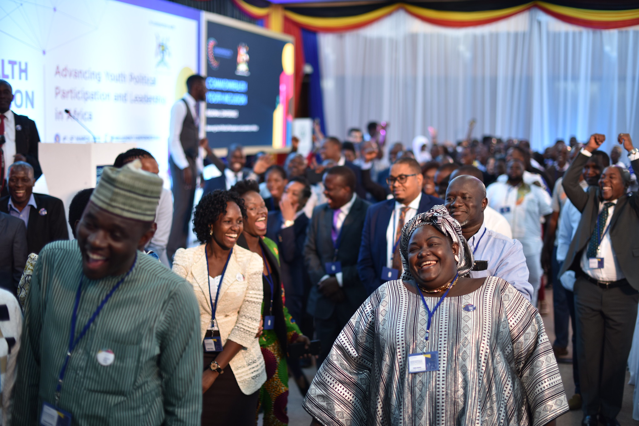 Young people leaving a conference in Uganda