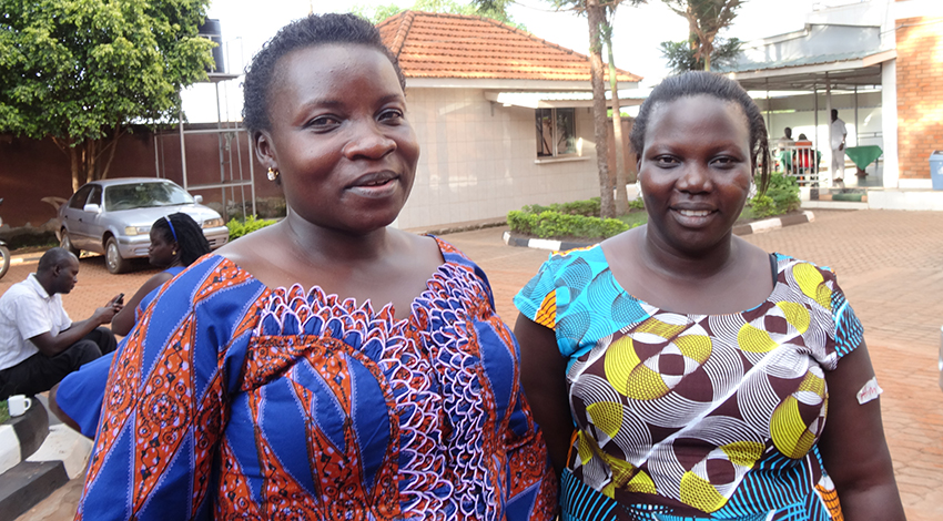 Two women smiling