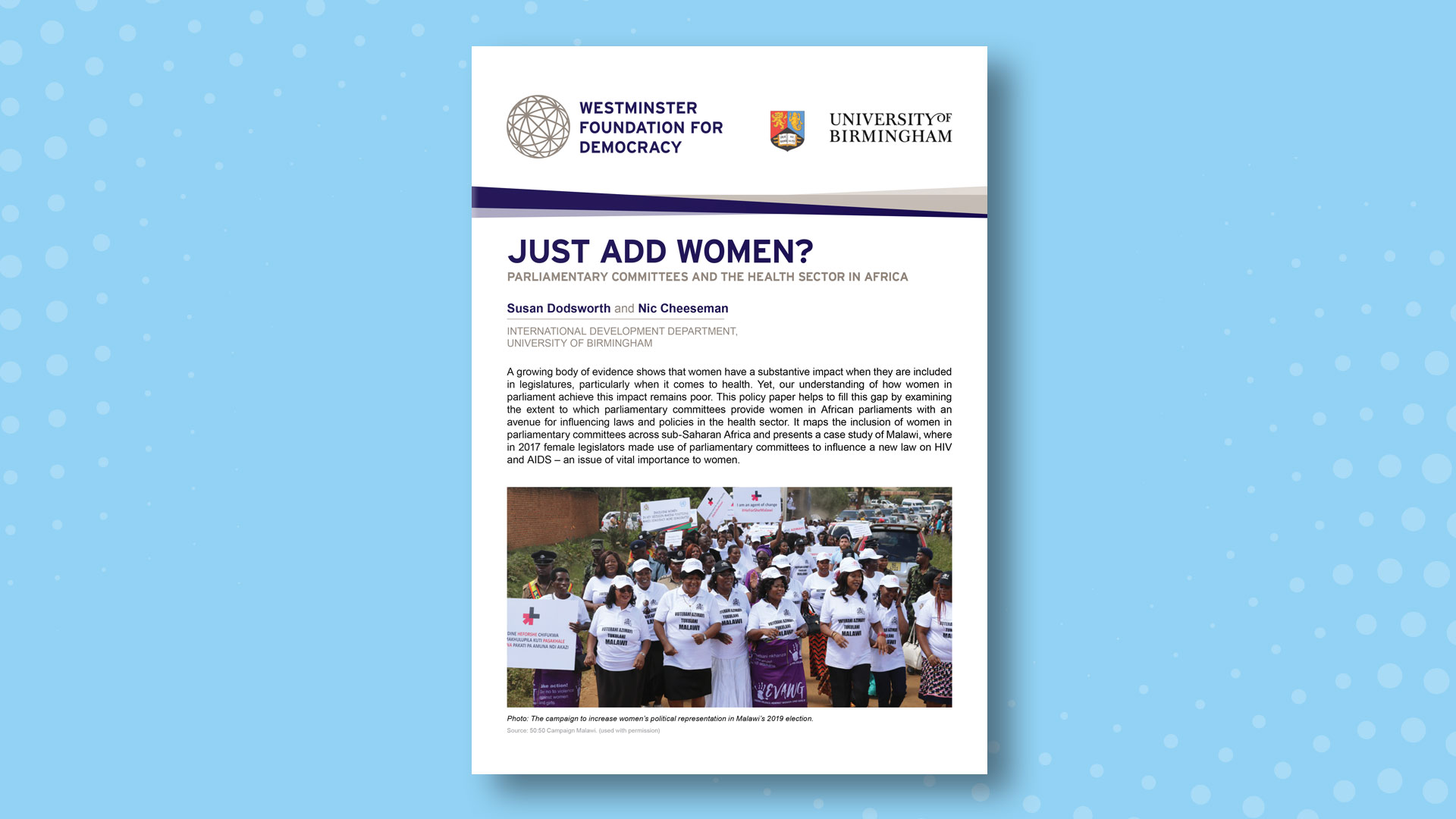 Cover of the report just add women