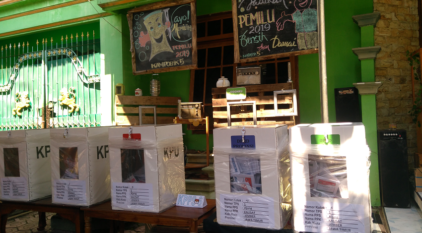 Indonesia election day ballot boxes