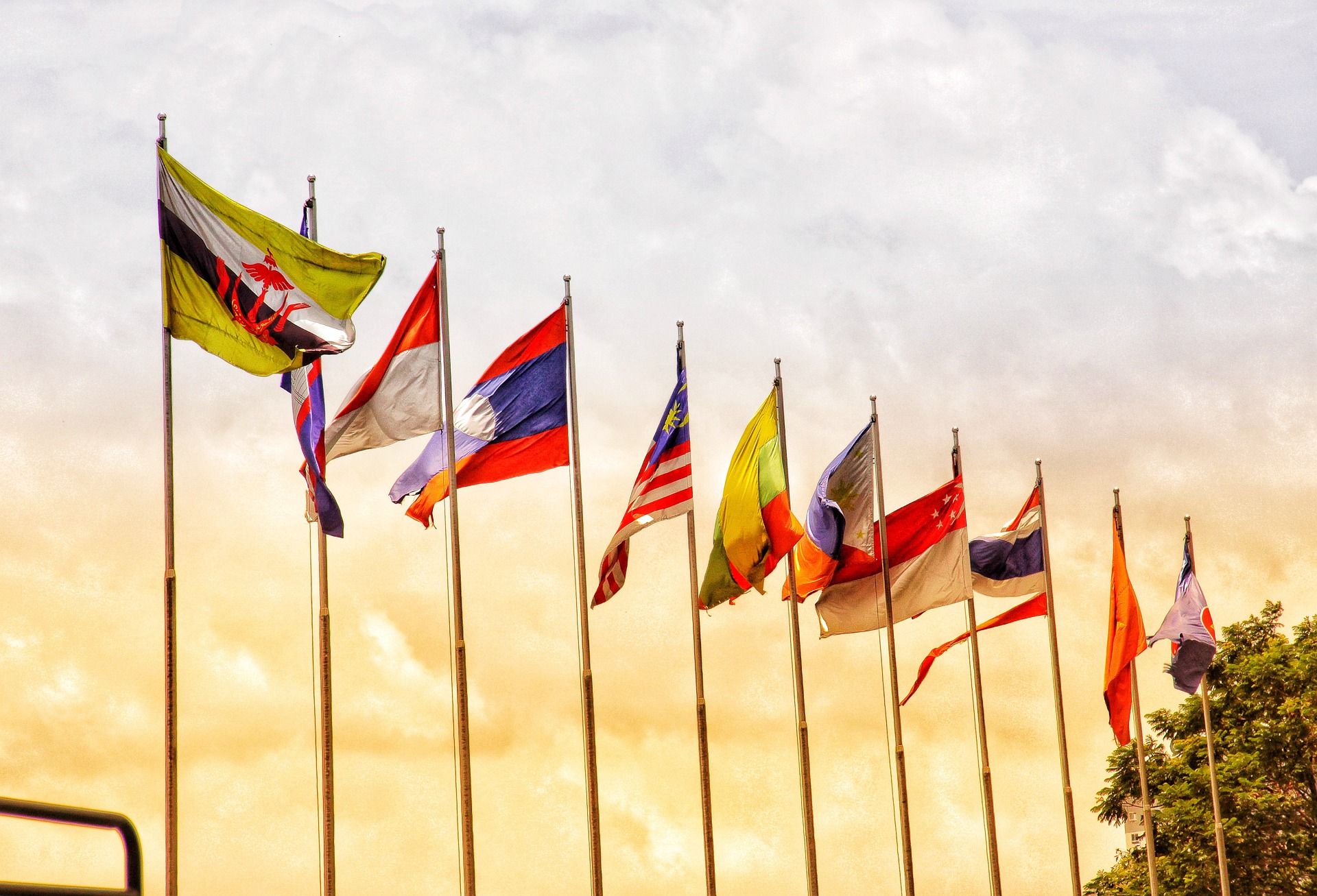 ASEAN flags flying
