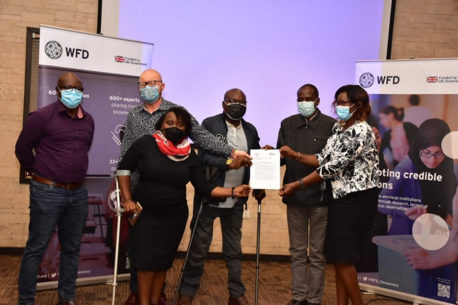 People holding a certificate