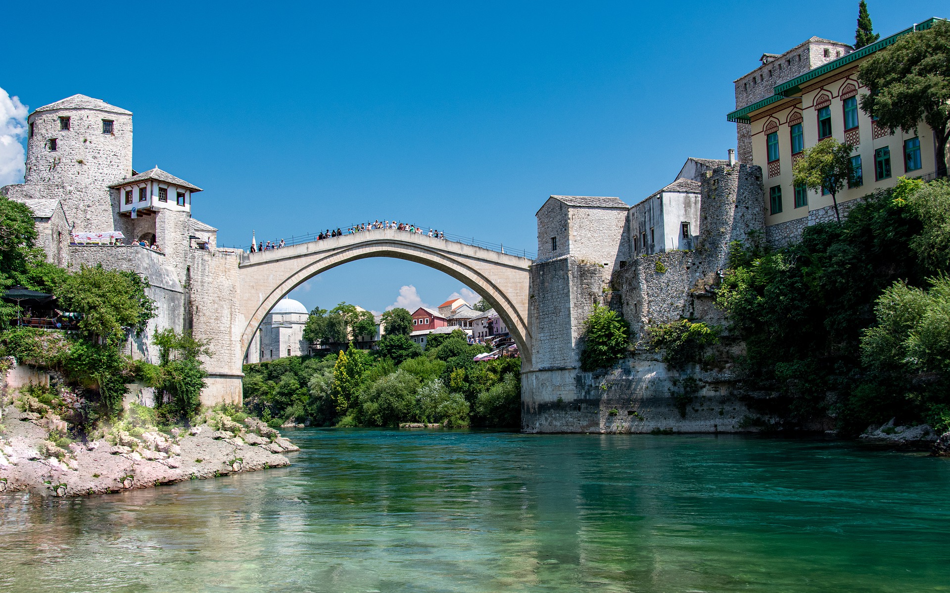 The Old Bridge spanning the Neretva River in Mostar