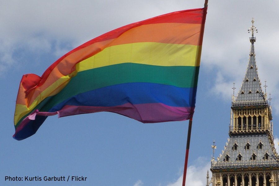 Pride flag in front of the big ben