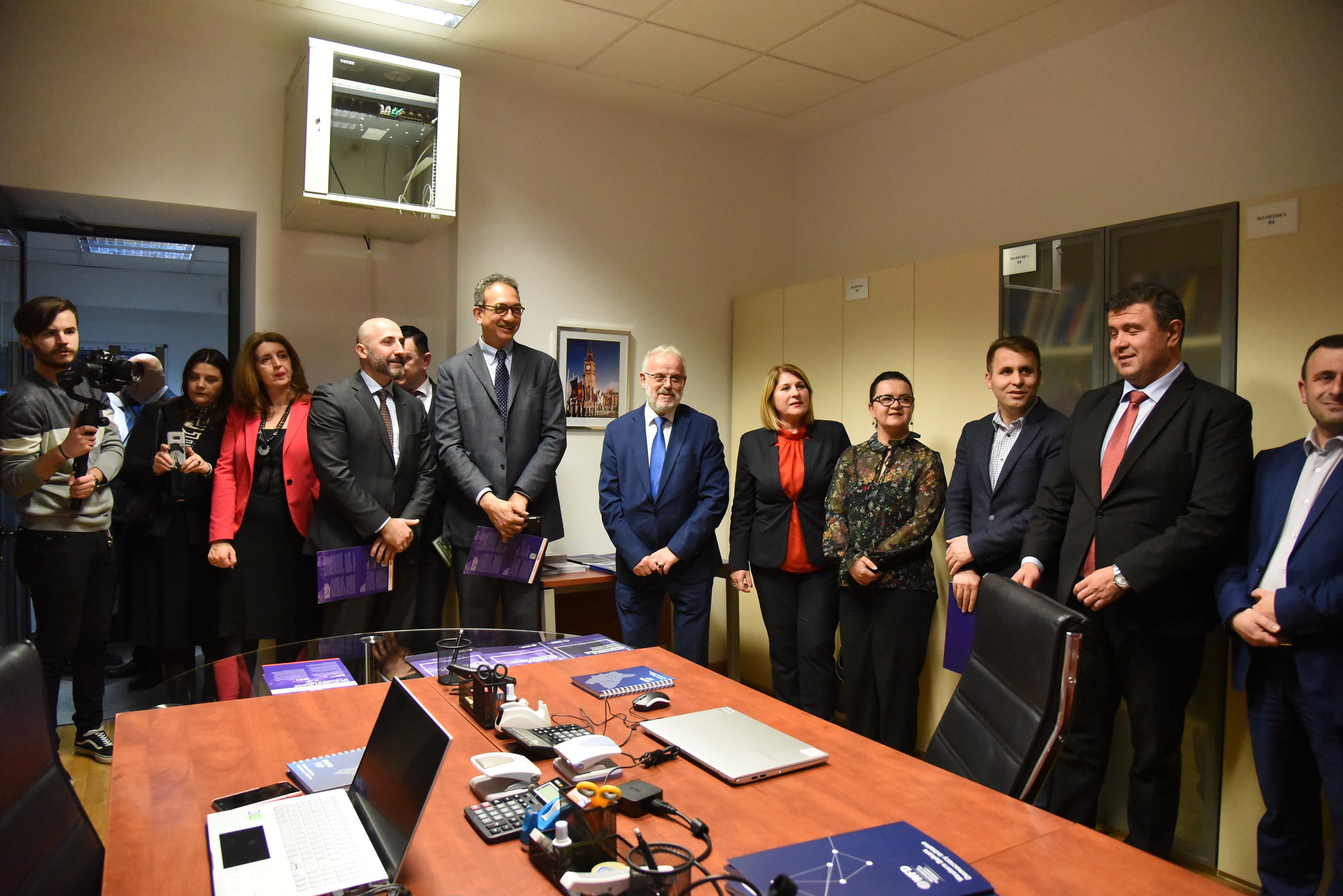 A group of people smiling in the Parliamentary Budget Office in North Macedonia