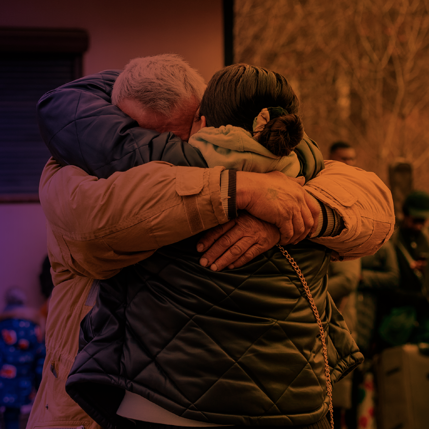 Ukrainian couple hugging