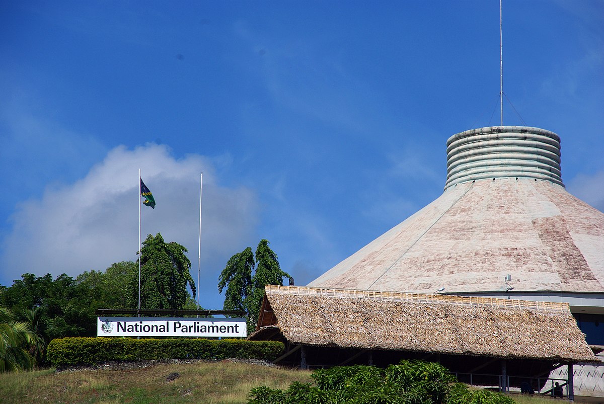 The exterior of the national parliament of the Solomon Islands