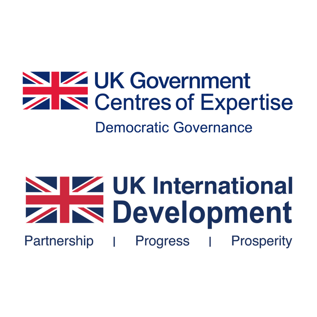 UK Government Centres of Expertise Democratic Governance logo and UK International Development Logo