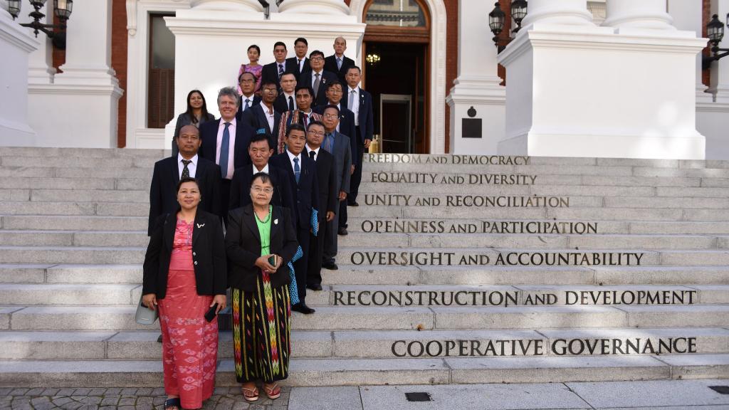 Burmese MPs on the steps of South Africa's parliament