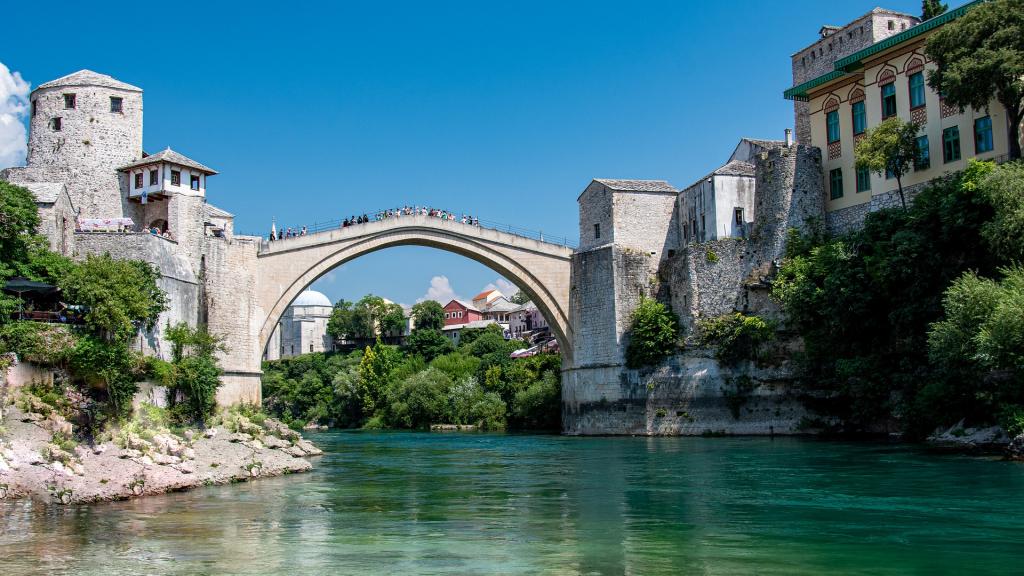 The Old Bridge spanning the Neretva River in Mostar