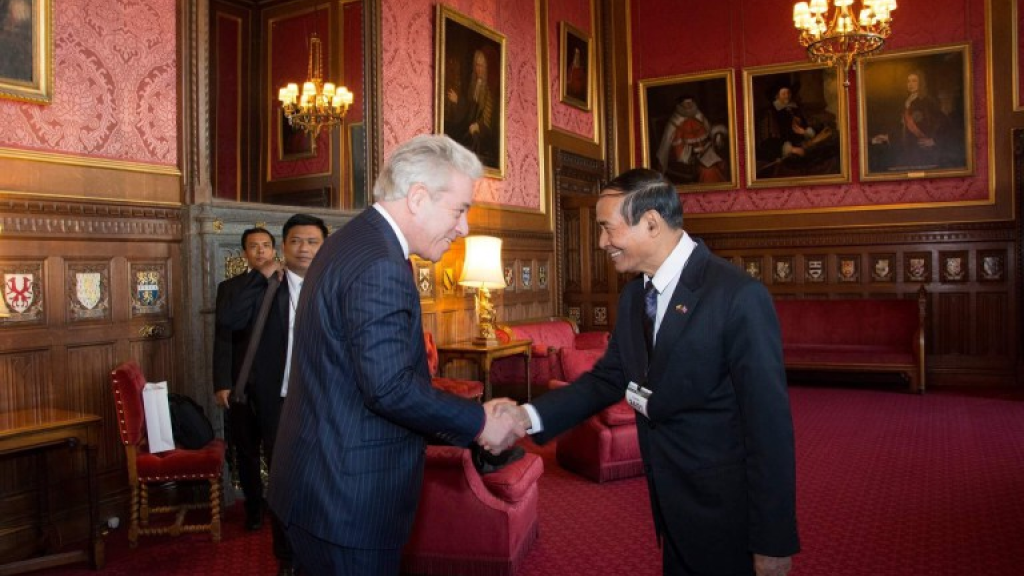 Speakers shaking hands
