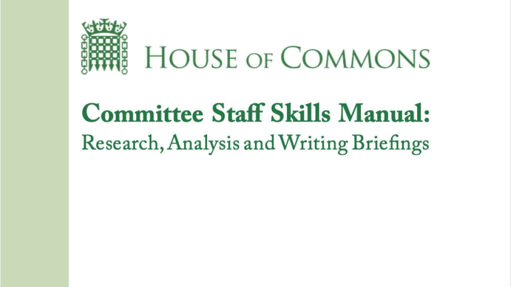 Resource publication cover - House of Commons Committee Staff Skills Manual