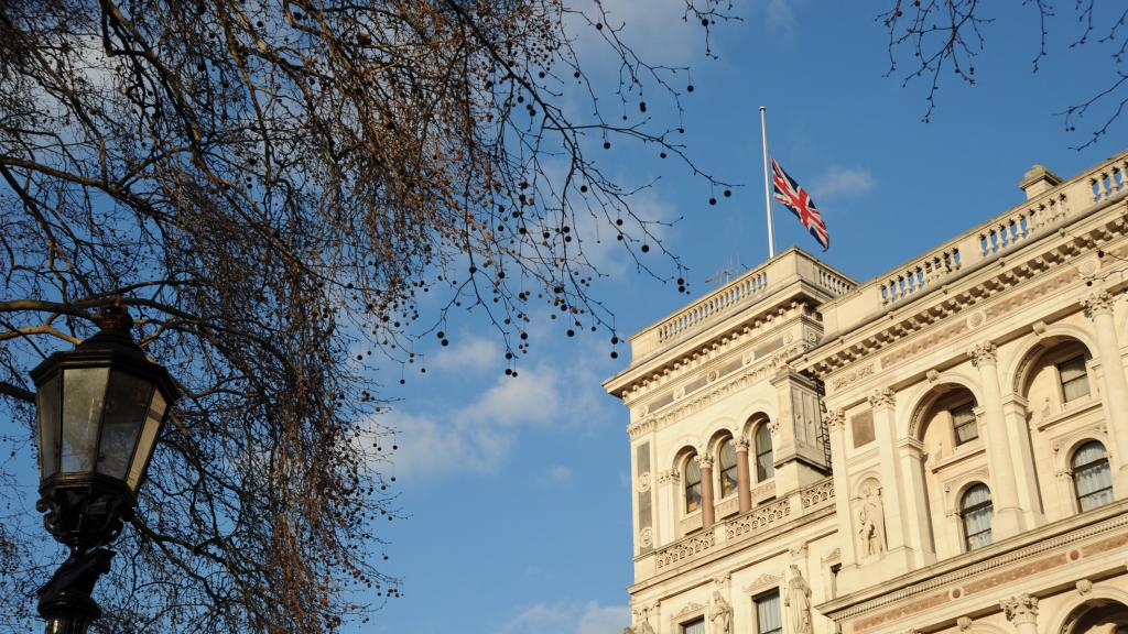 Union Jack flying over the UK Foreign, Commonwealth and Development Office