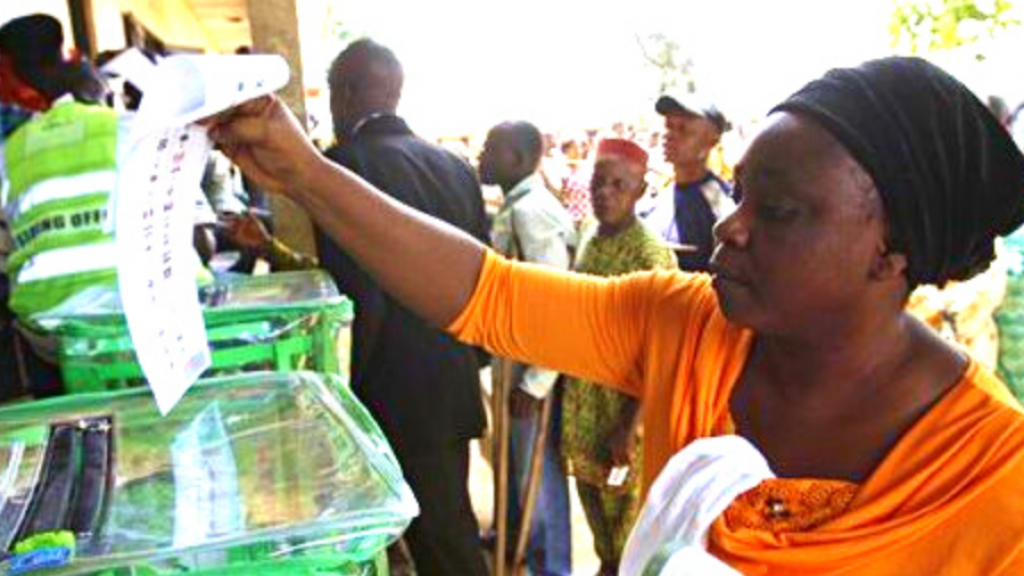 A woman voting