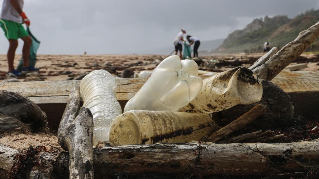plastics on barbados beach