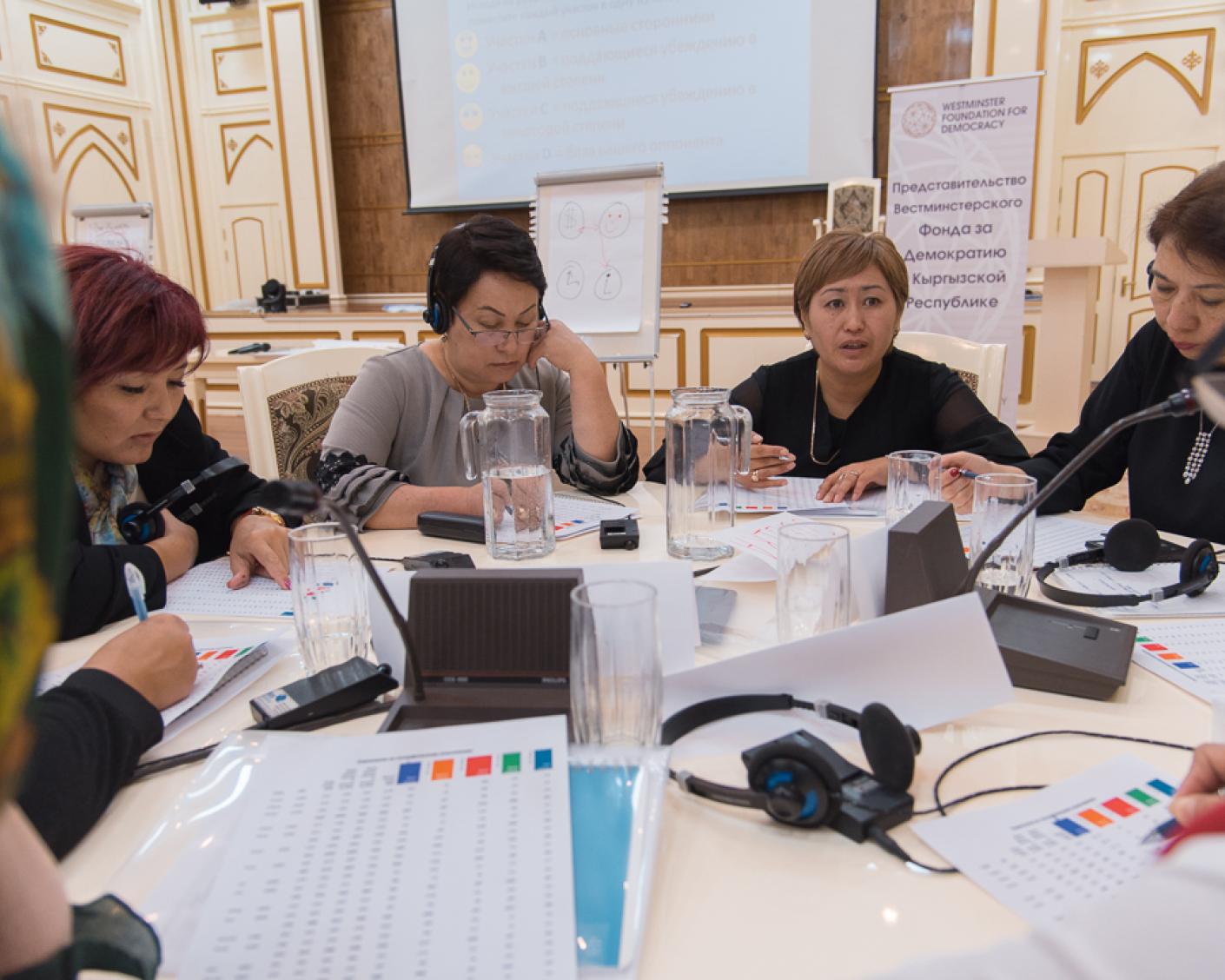 women in a workshop in Kyrgyzstan