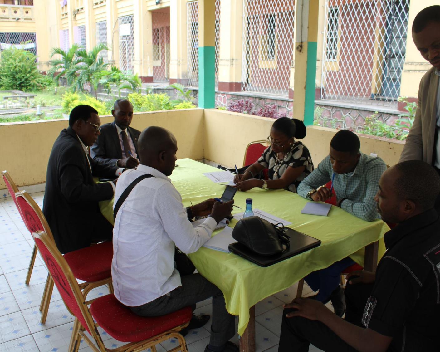 A small group of people in a discussion