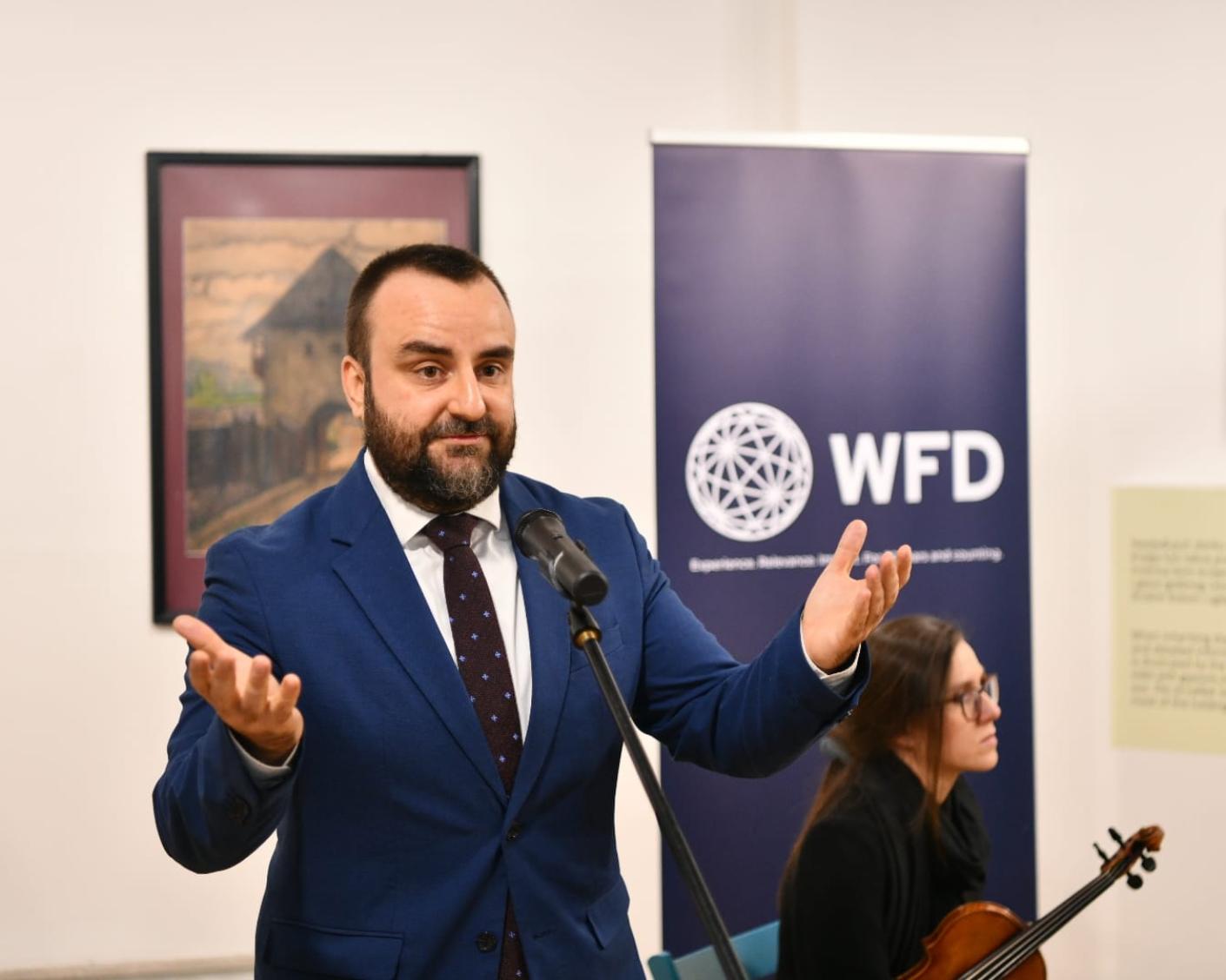 WFD's Deputy Director for the Western Balkans gives an address at an event in Bosnia and Herzegovina