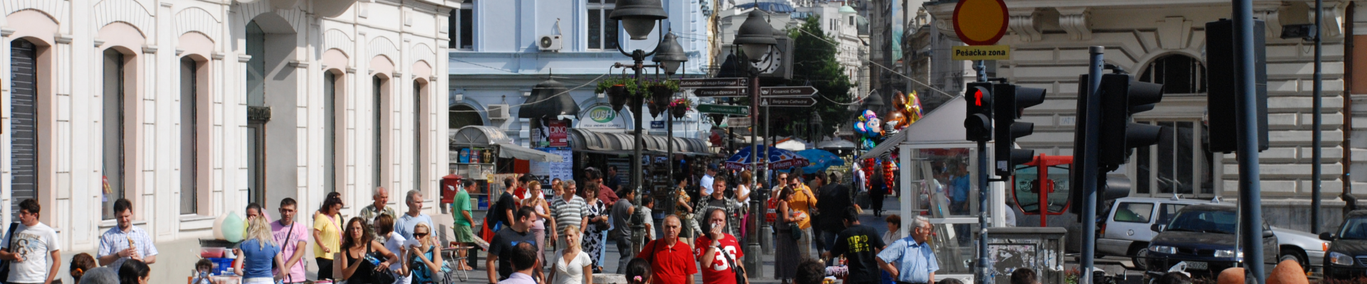 people crossing a street in Belgrade