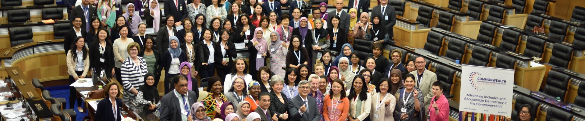 Group short shot of participants in the Commonwealth Partnership for Democracy #WomenWhoLead conference in Malaysia February 2019