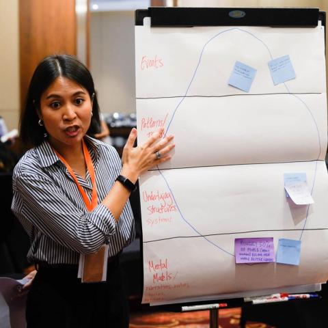 A participant presenting during DAP event