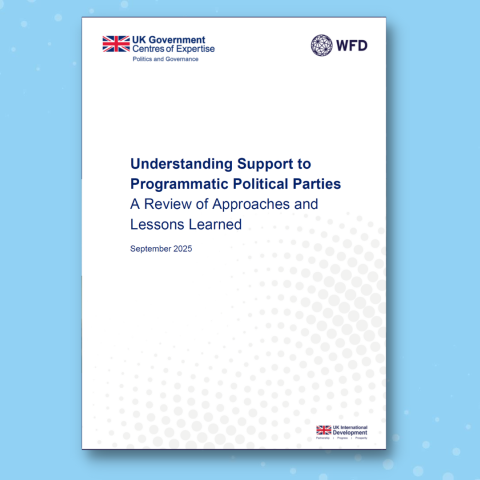 Cover photo of report understanding support to programmatic political parties