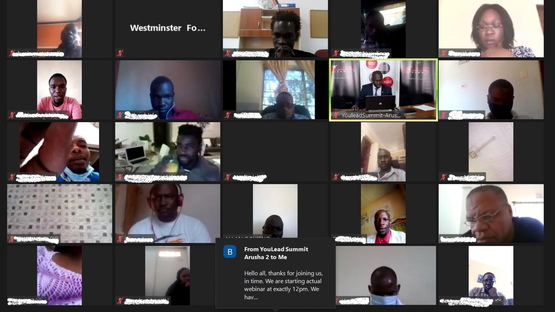 Screenshot of people in a webinar