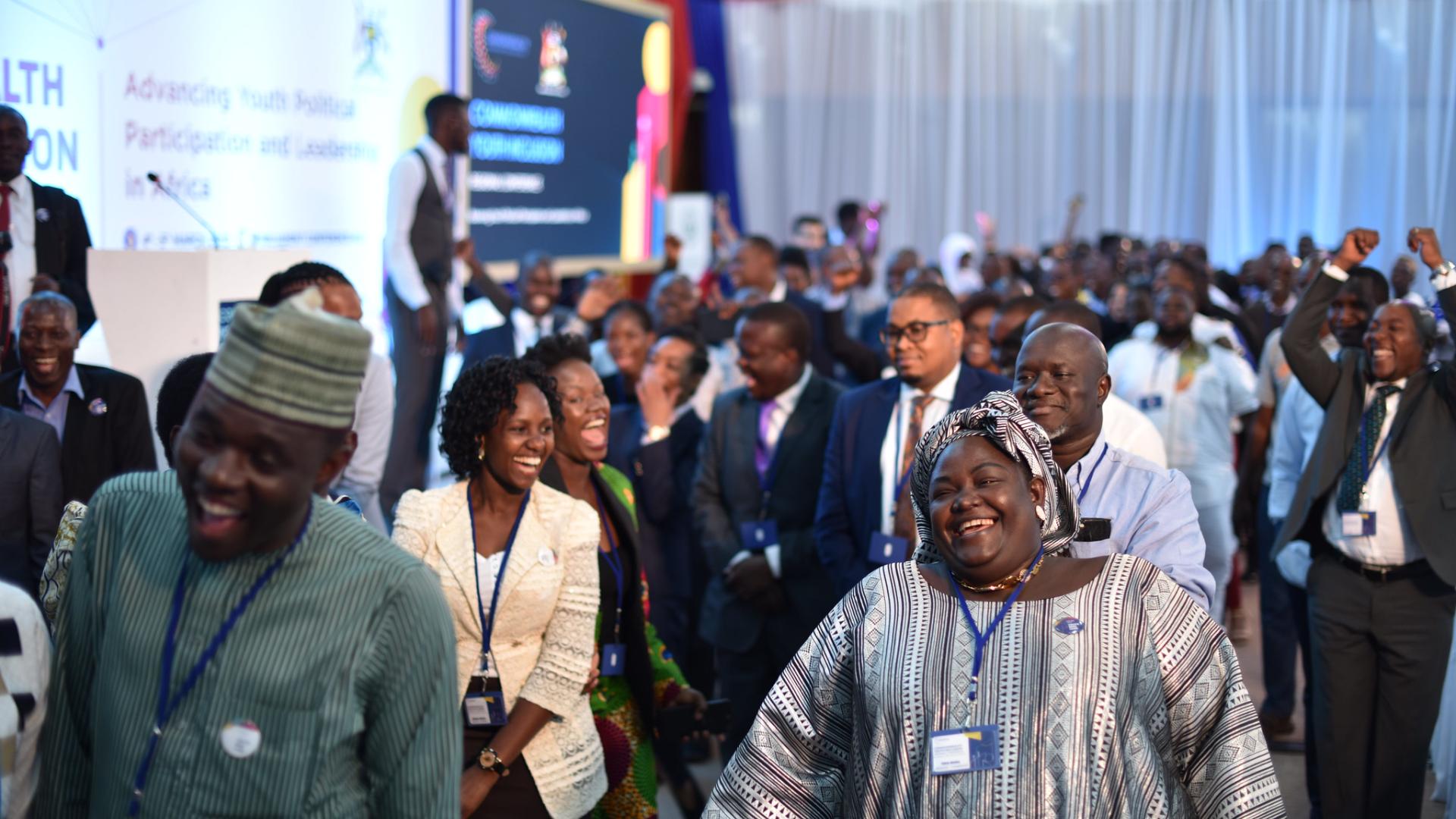 Young people leaving a conference in Uganda