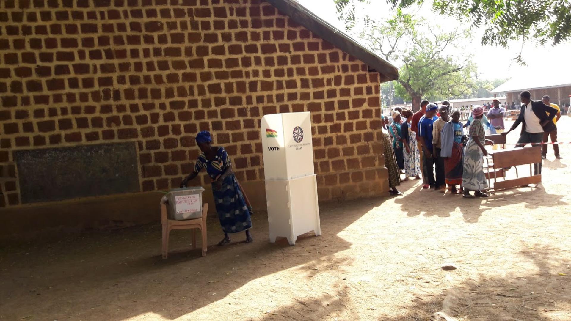 People in voting queue