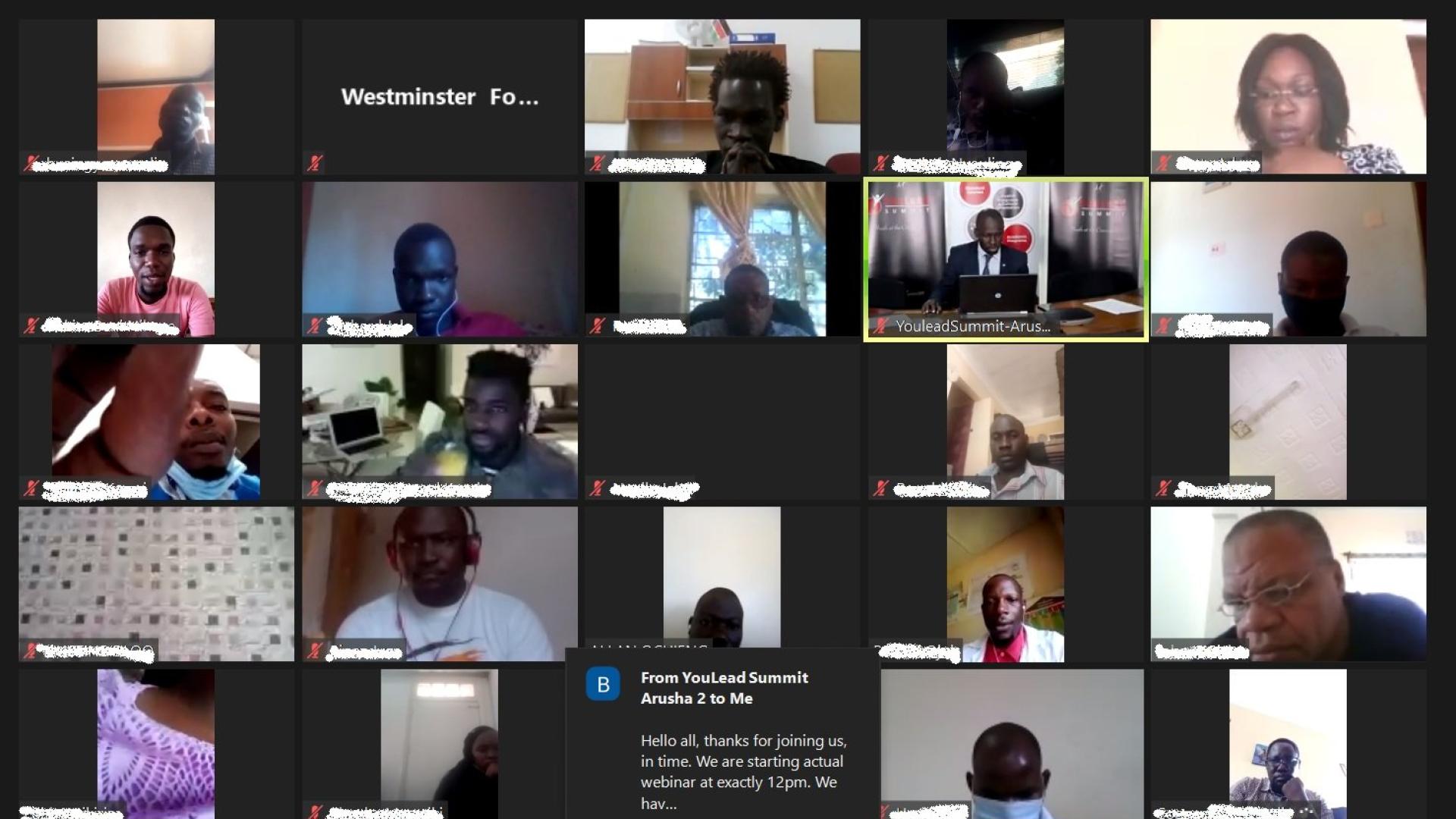 Screenshot of people in a webinar