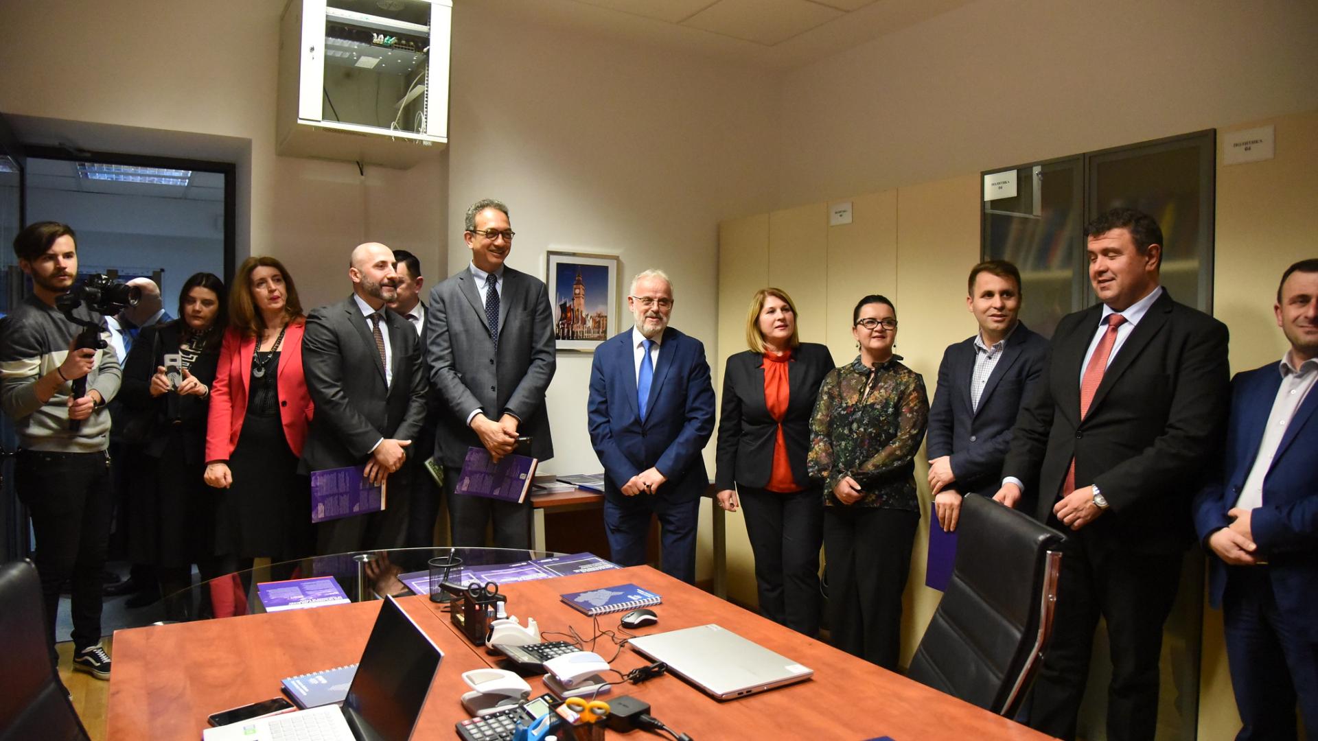 A group of people smiling in the Parliamentary Budget Office in North Macedonia