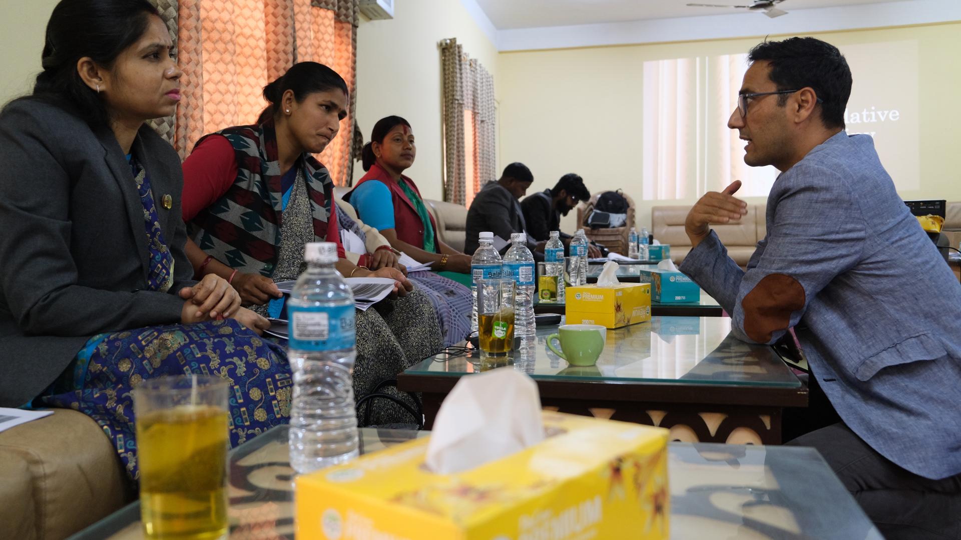 A WFD team member addressing provincial assembly members in Nepal.