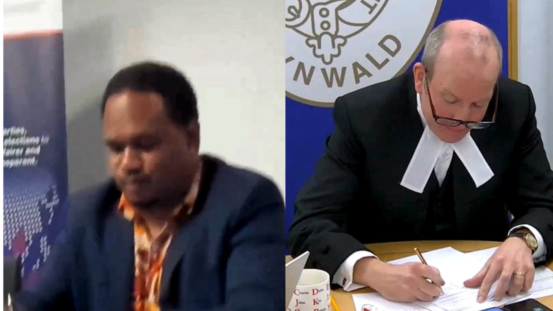 A representative of National parliament of Solomon Island and Tynwald signing an MoU